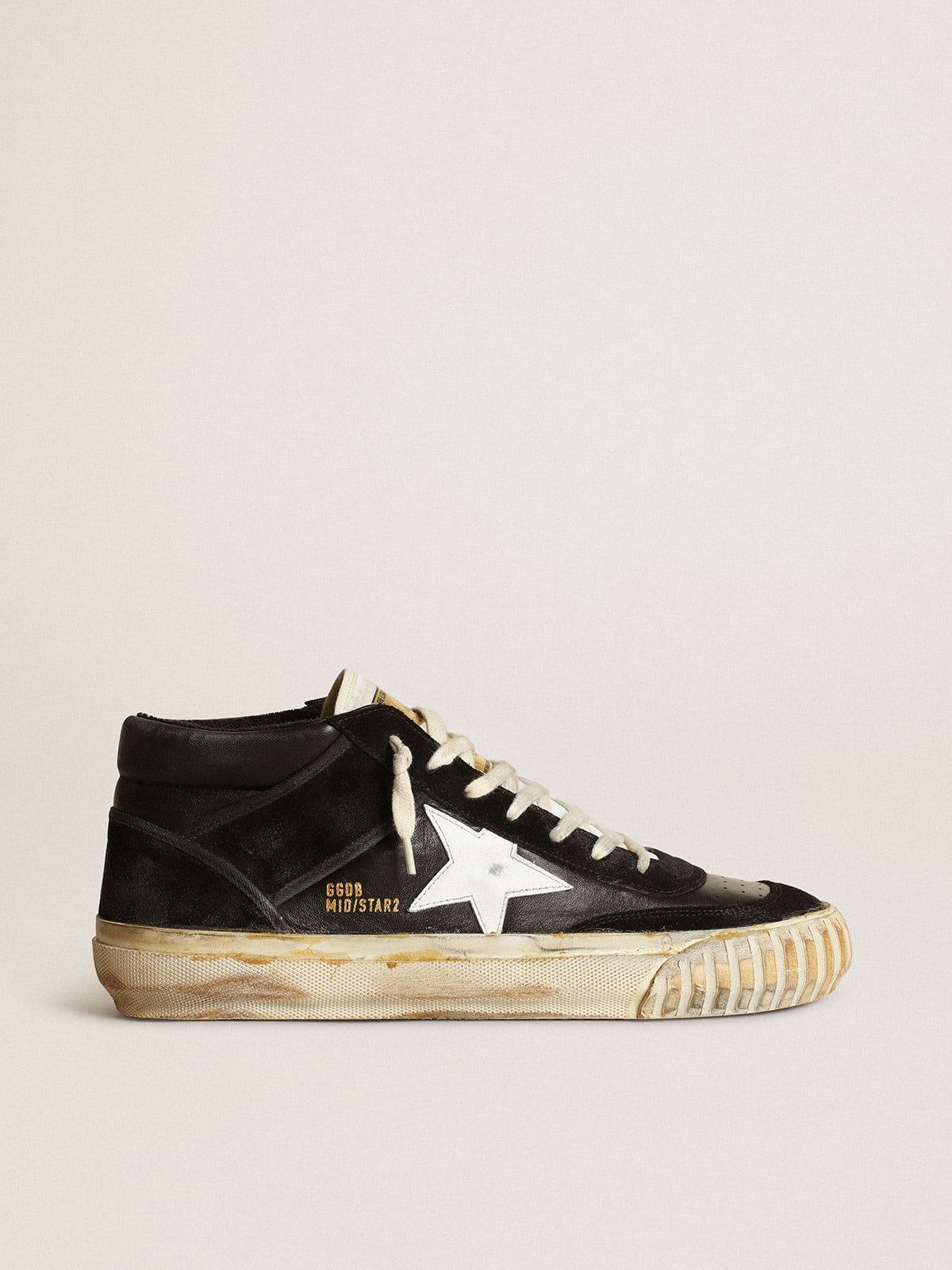 Men's Mid Star in black nappa and suede with white leather star
